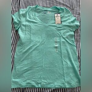 Polo by Ralph Lauren Short-Sleeve V-Neck Linen Tee in Aqua